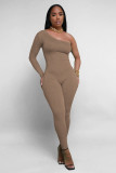 Diagonal Shoulder Slim Fit Comfortable and Breathable Jumpsuit