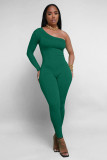 Diagonal Shoulder Slim Fit Comfortable and Breathable Jumpsuit
