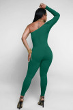 Diagonal Shoulder Slim Fit Comfortable and Breathable Jumpsuit