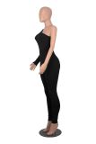Diagonal Shoulder Slim Fit Comfortable and Breathable Jumpsuit
