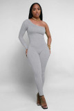 Diagonal Shoulder Slim Fit Comfortable and Breathable Jumpsuit