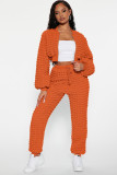 Fashion Casual Solid Popcorn Two Piece Set