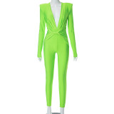 Hollow out long sleeved hip lifting spicy girl jumpsuit