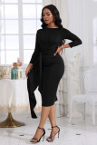 Women's dress with 9/4 sleeve pleated straps
