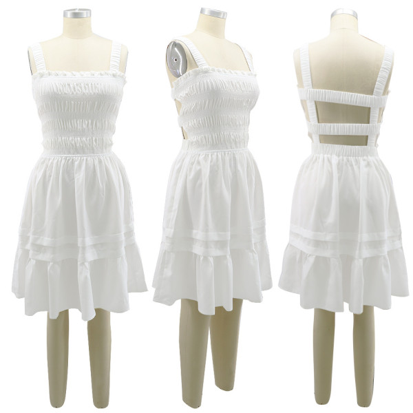 Open back sexy waist cut out A-line short dress