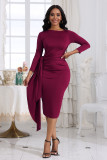 Women's dress with 9/4 sleeve pleated straps