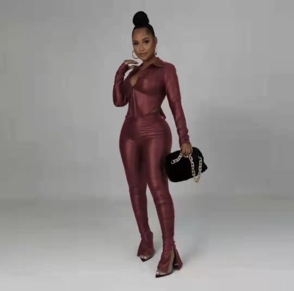 Fashion Comfortable Leather Two Piece Set