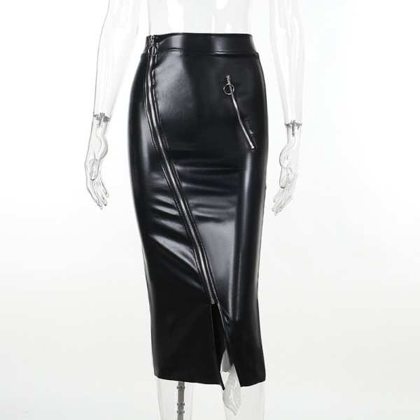 One Piece Zipper Half Skirt High Waist Slim Fit Wrap Hip Long Dress