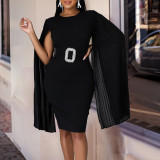 Solid Color Hip Wrap Sexy Cloak Dress Large Dress