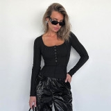 Clear color fashionable long sleeved reverse top
