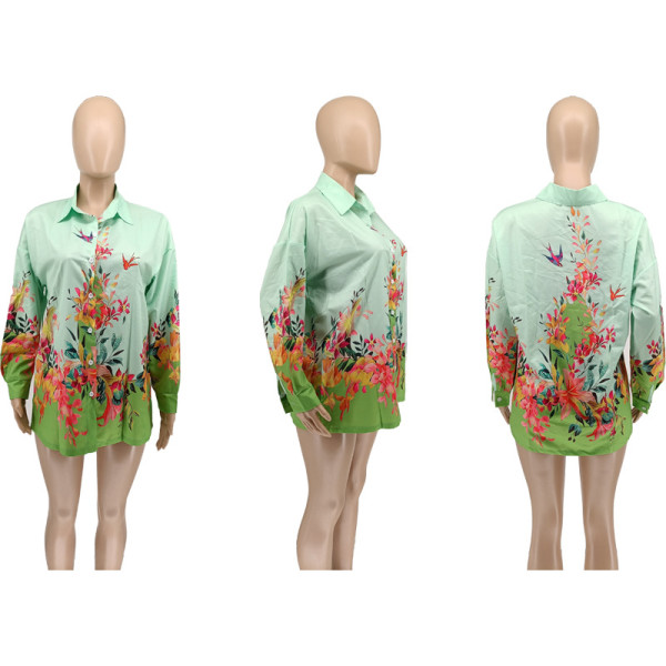 Women's fashion casual printed loose fitting shirt