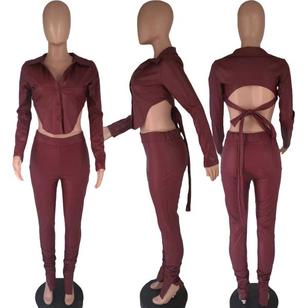 Fashion Comfortable Leather Two Piece Set