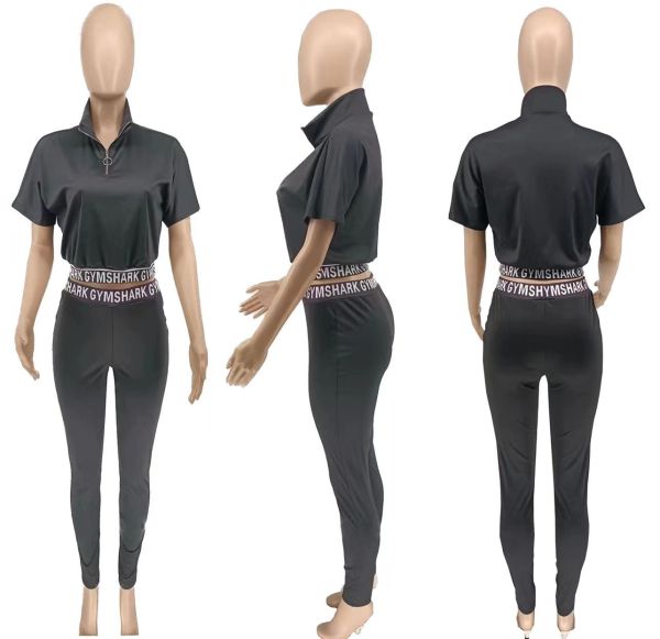 Women's fashion casual printing black two-piece set