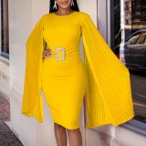 Solid Color Hip Wrap Sexy Cloak Dress Large Dress