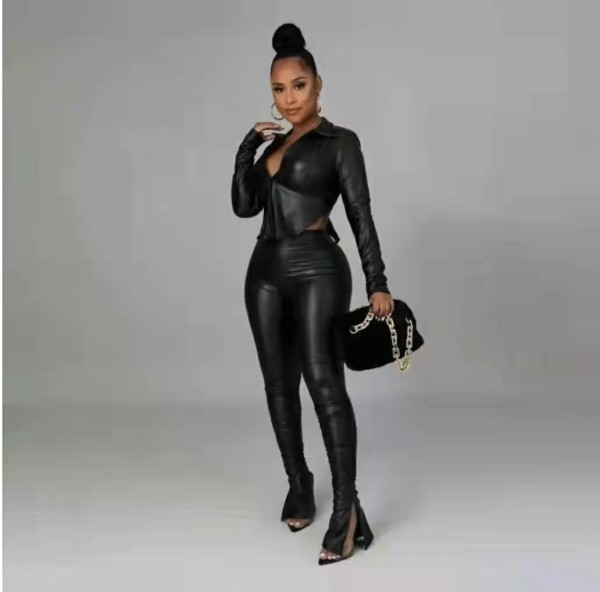 Fashion Comfortable Leather Two Piece Set