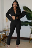 Women's sexy solid color mesh wool knitted lace up two-piece set