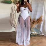 Mesh Perspective One Piece Hanging Neck Two Piece Swimsuit