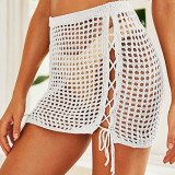 Knitted sexy hollow drawstring beach bikini