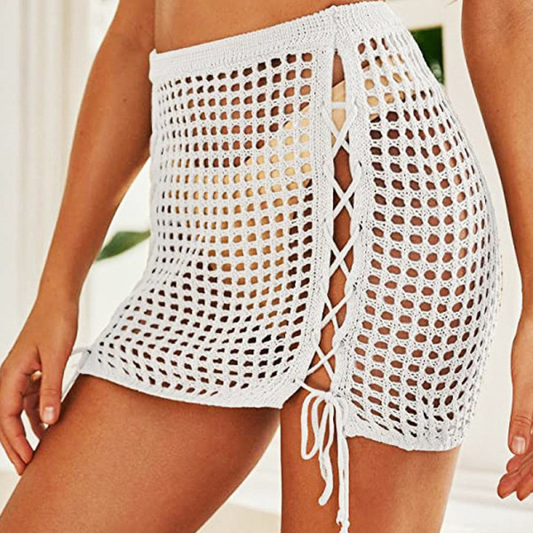 Knitted sexy hollow drawstring beach bikini