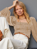 Women's T-shirt with square collar and long sleeved shirt as the base