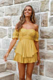 Pleated Lantern Sleeves Off Shoulder Jumpsuit