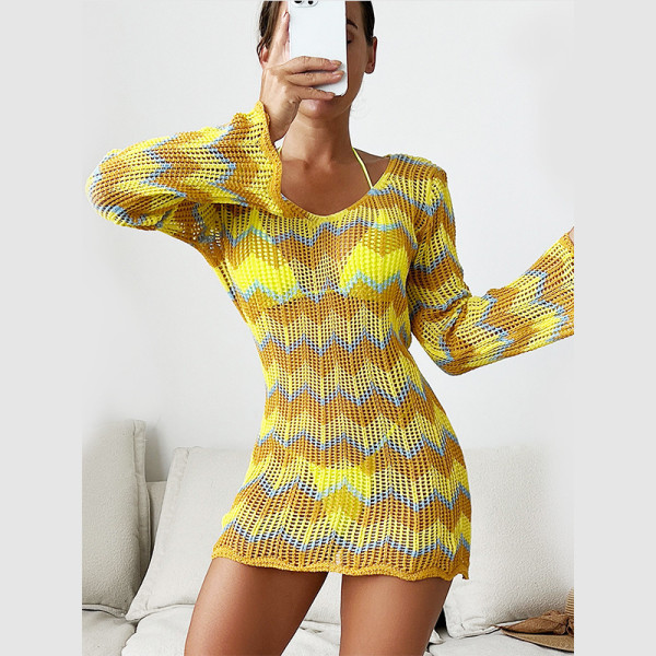 Colorblock Stripe Open Back Lace up Sexy Dress