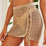 Knitted sexy hollow drawstring beach bikini