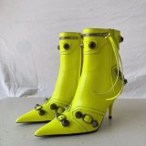 Pointed thin heeled high heeled women's boots with metal buckle high barrel tassel boots short style