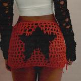 Knitted sexy hollow drawstring beach bikini