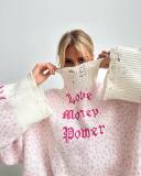 Hollow out hem pullover round neck top