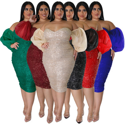 Bra Mesh Solid Evening Dress Tight Spicy Girl Wrap Hip Skirt