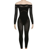 Sexy Off Shoulder Hollow Knitted High Waist Bodysuit
