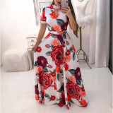 Digital printed large swing dress