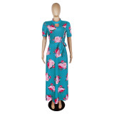 Digital printed large swing dress