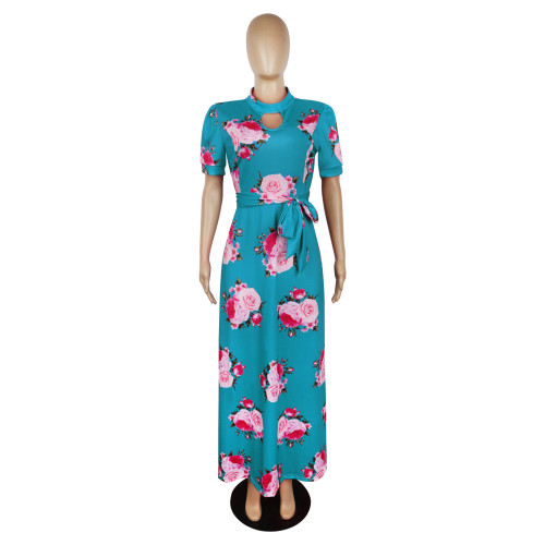 Digital printed large swing dress