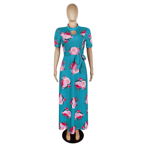 Digital printed large swing dress