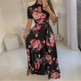 Digital printed large swing dress