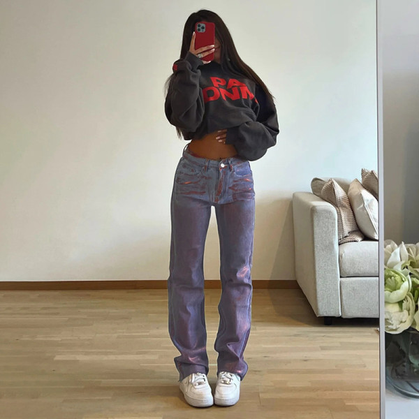 Versatile trendy street denim pants