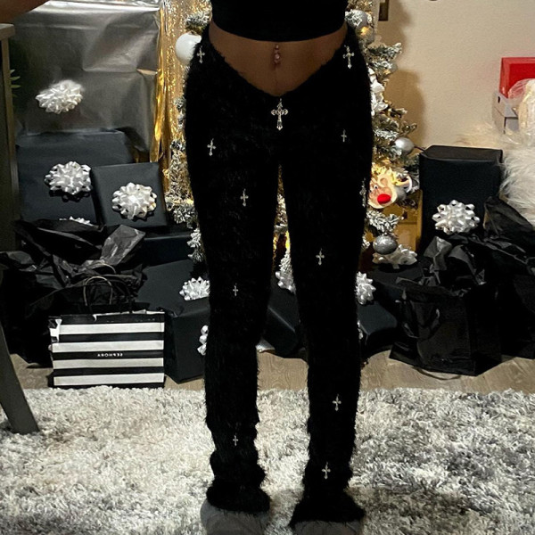 Fashion Cross Accessories Wool Pants