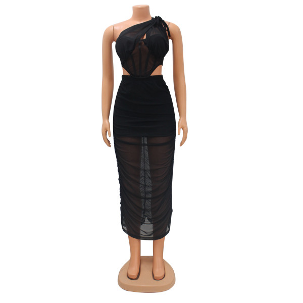 Women's Sexy Mesh Perspective Single Piece Two Piece Skirt