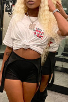 Printed Versatile Loose Short Sleeve Long T-shirt Top