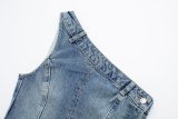 Asymmetric denim top