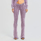 High waisted slim fitting slightly flared women's slimming sweater pants
