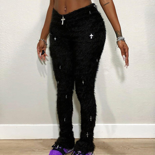 Fashion Cross Accessories Wool Pants