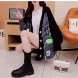 Denim patchwork sweater jacket