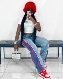 Fashionable zippered pants on both sides