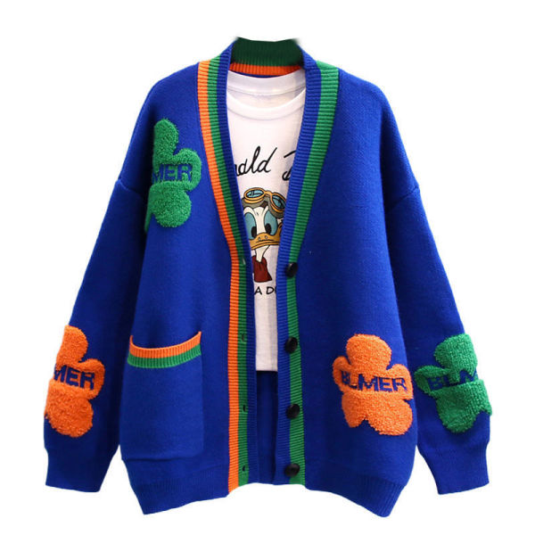 Loose and lazy style westernized knitted cardigan