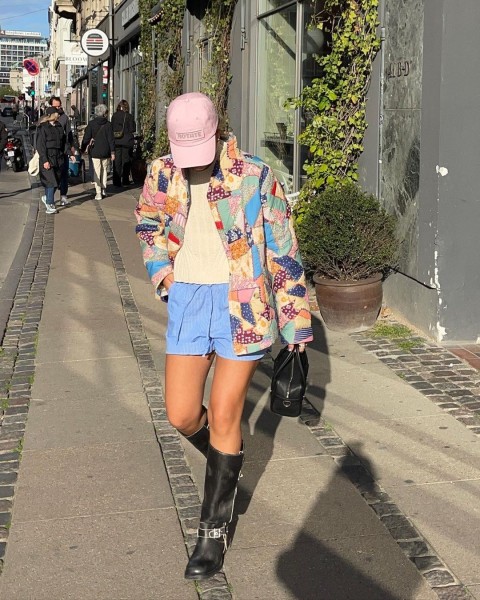 Contrast printed cotton jacket
