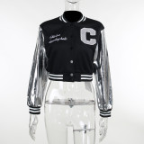 Spliced embroidered baseball jersey