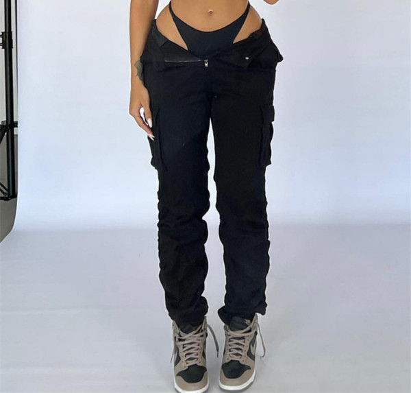 Solid color women's work pants